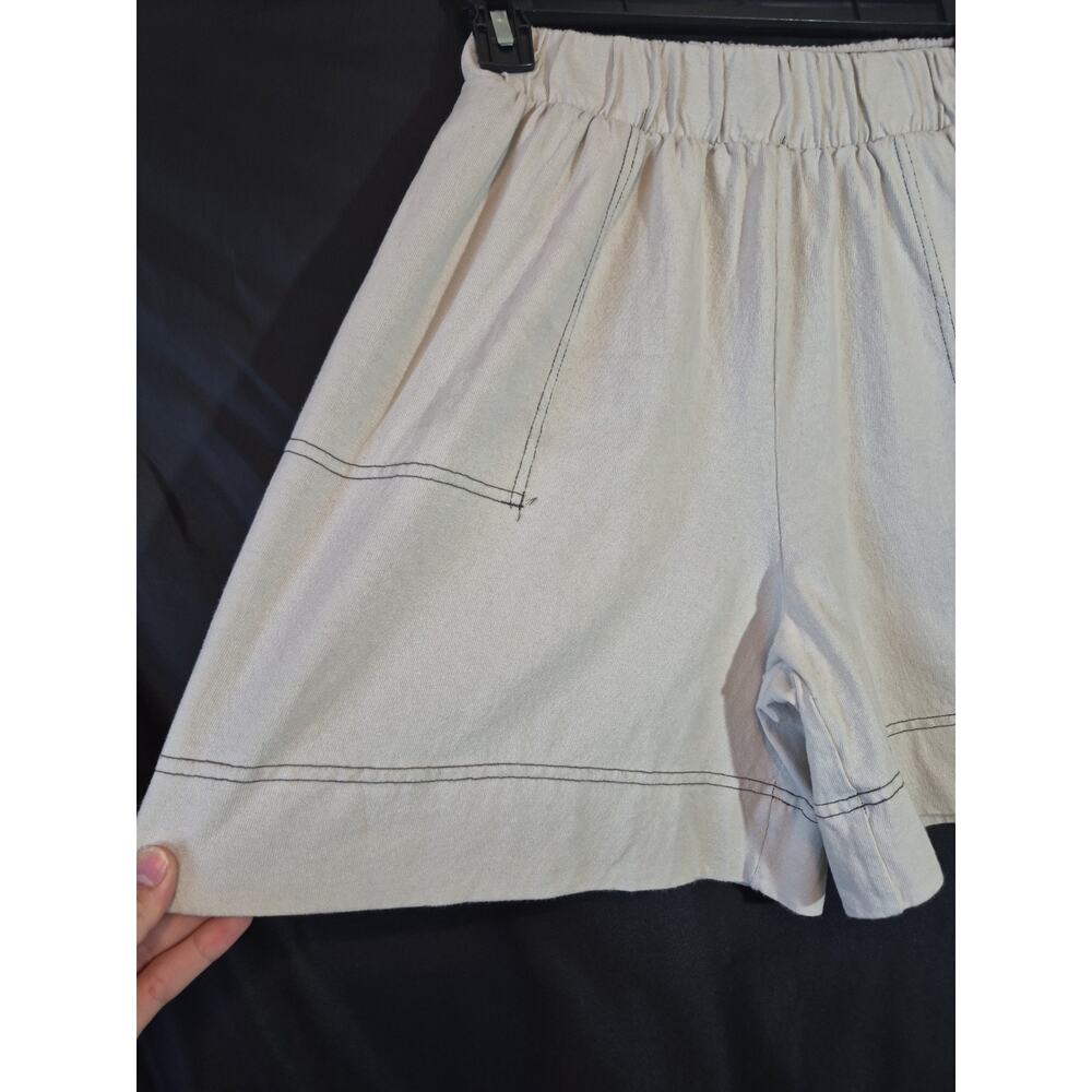 Free People Beach Strada Cotton Beige Two Piece Top Shorts Set XS - Picture 12 of 14